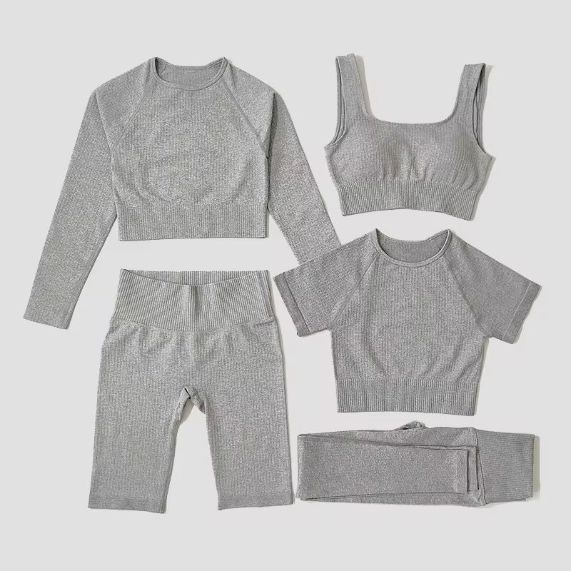 Yoga Set Seamless Women'S Sportswear Workout Clothes Athletic Wear Gym Legging Fitness Bra Crop Top Long Sleeve Sports Suits